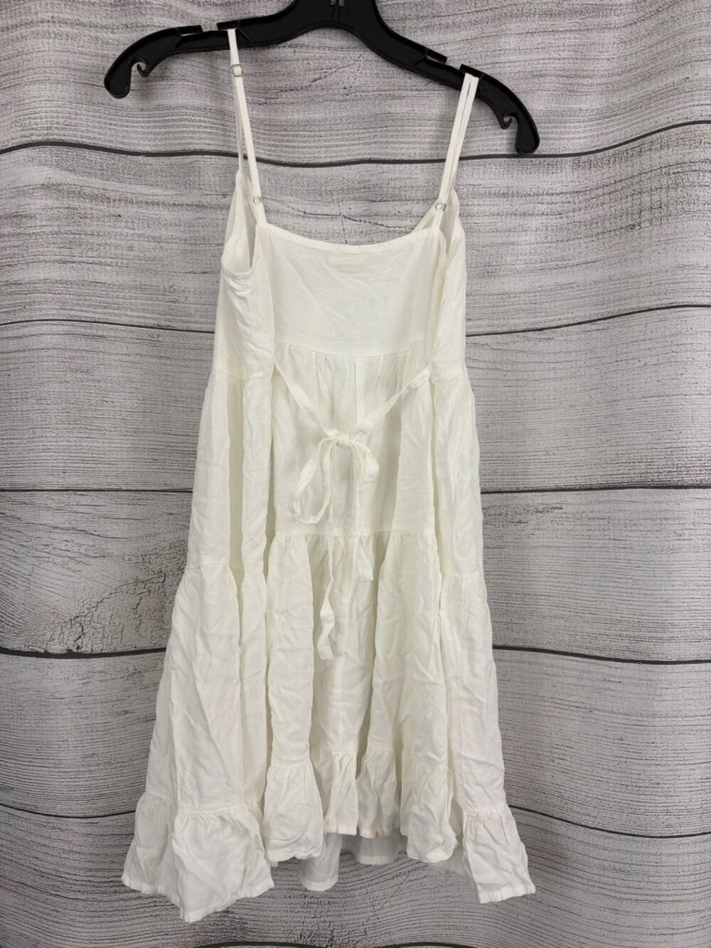 John Galt White Tiered Babydoll Dress Adjustable Straps Lightweight - Picture 4 of 4